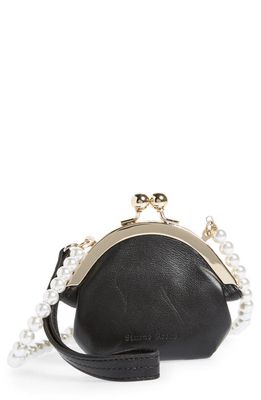 Simone Rocha Leather Crossbody Coin Purse in Black/Pearl