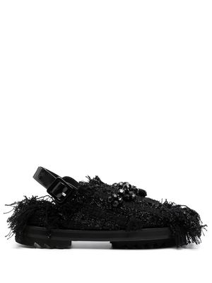 Simone Rocha Low Trek Heart fringed sandals - Black