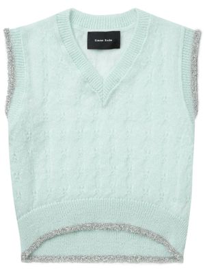 Simone Rocha lurex-detail open-knit vest - Blue