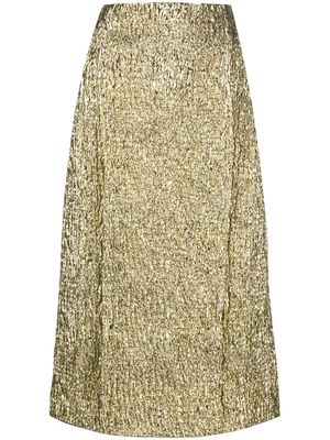 Simone Rocha metallic cloqué midi skirt - Gold
