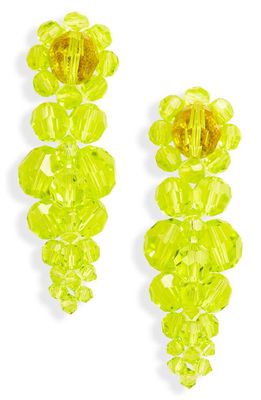 Simone Rocha Mini Beaded Cluster Drop Earrings in Acid Green