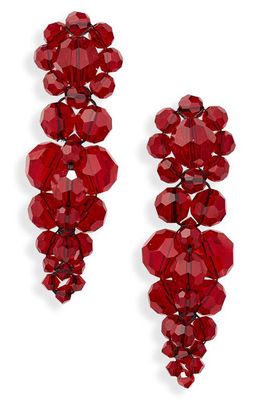 Simone Rocha Mini Beaded Cluster Drop Earrings in Blood Red