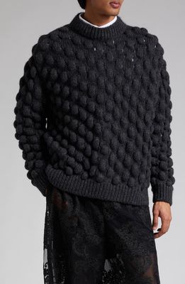 Simone Rocha Oversize Bubble Knit Alpaca Blend Sweater in Charcoal