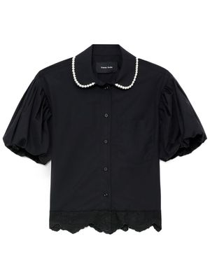 Simone Rocha pearl-detailing cotton blouse - Black