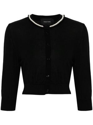 Simone Rocha pearl-embellished cropped cardigan - Black
