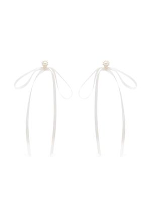 Simone Rocha pearl-embellished ribbon bow earrings - White