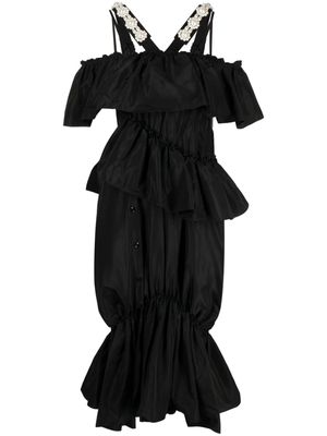 Simone Rocha pearl-embellished tiered dress - Black