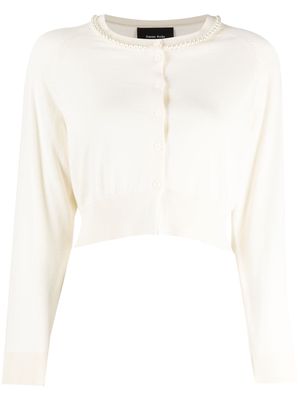 Simone Rocha pearl-embellishment cropped cardigan - White