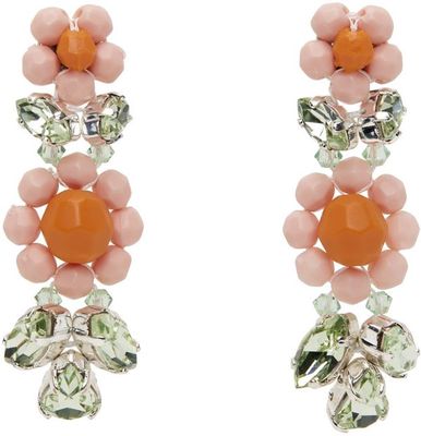 Simone Rocha Pink & Orange Daisy Leaf Cluster Earrings