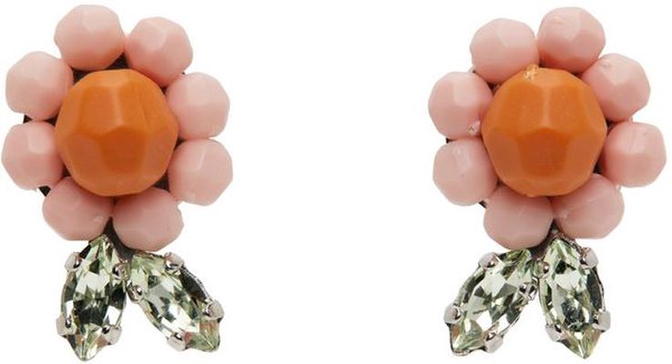 Simone Rocha Pink & Orange Daisy Leaf Earrings