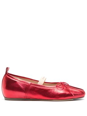 Simone Rocha pleated metallic ballerina shoes - Red