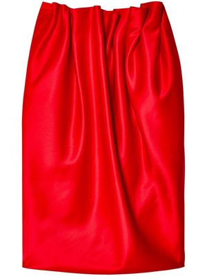 Simone Rocha pleated satin pencil skirt - Red