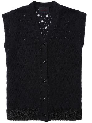 Simone Rocha pointelle-knit glittere - Black