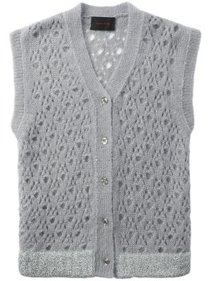 Simone Rocha pointelle-knit glittered vest - Grey