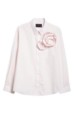 Simone Rocha Pressed Rose Classic Fit Button-Up Shirt in Pale Rose