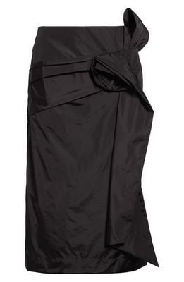 Simone Rocha Pressed Rose Satin Midi Pencil Skirt in Black