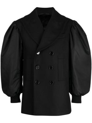 Simone Rocha puff-sleeve double-breasted coat - Black