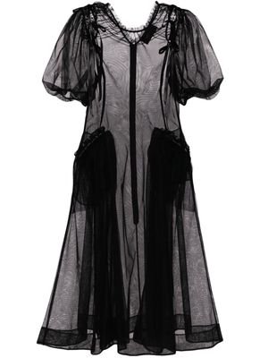 Simone Rocha puff-sleeve ruched dress - BLACK