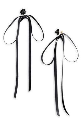 Simone Rocha Ribbon Bow Drop Earrings in Jet/Black