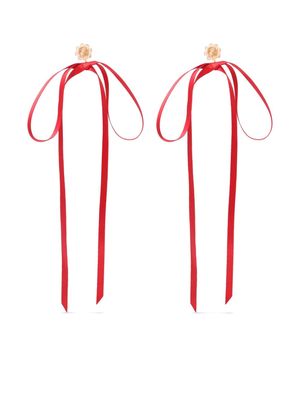 Simone Rocha ribbon-bow earrings - Red