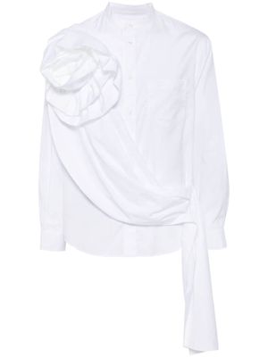 Simone Rocha rose and sash-appliqué poplin shirt - White