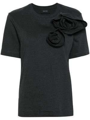 Simone Rocha rose-appliqué cotton T-shirt - Grey