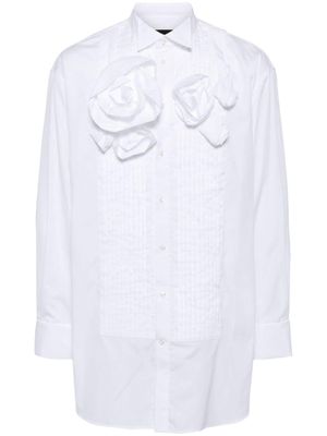 Simone Rocha rose-appliqué poplin cotton shirt - White