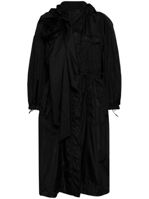 Simone Rocha rose-appliqué sash-detail coat - Black