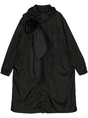 Simone Rocha rose-appliqué utility tech parka - Black