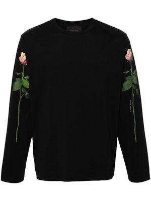 Simone Rocha rose-print cotton T-shirt - Black
