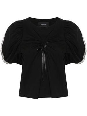 Simone Rocha ruched cotton T-shirt - Black