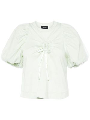 Simone Rocha ruched puff-sleeve blouse - Green
