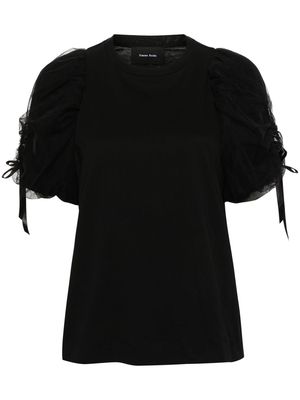 Simone Rocha ruched-sleeves cotton T-shirt - Black