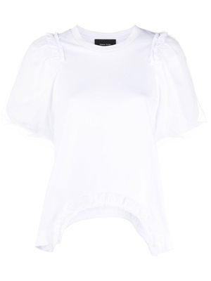 Simone Rocha ruffle-detail asymmetric T-shirt - White