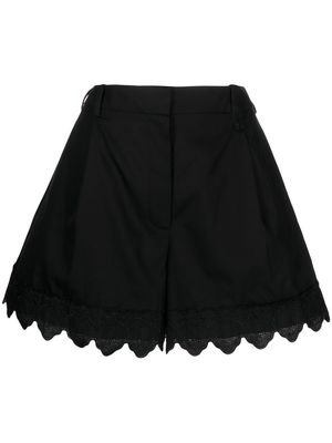 Simone Rocha scalloped-trim cotton shorts - Black