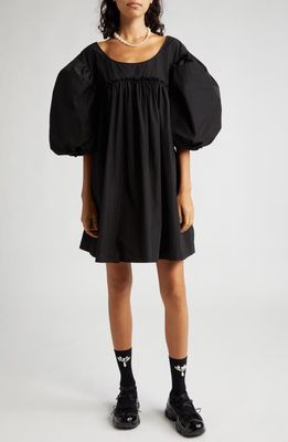 Simone Rocha Scoop Neck Puff Sleeve Minidress in Black