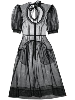 Simone Rocha semi-sheer puff-sleeve dress - Black