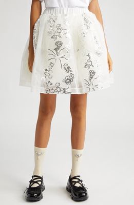 Simone Rocha Sequin Tutu Mesh Tulle Skirt in Ivory/White Silver