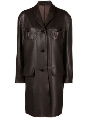 Simone Rocha single-breasted leather trench coat - CHOCOLATE