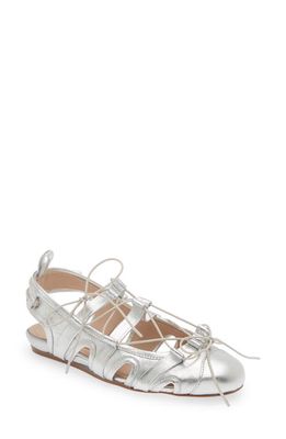 Simone Rocha Sporty Lace-Up Ballet Flat in Silver