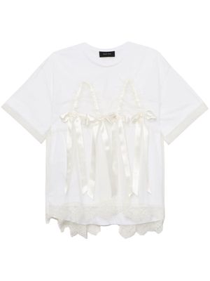 Simone Rocha tulle-overlay bow-detail T-shirt - White