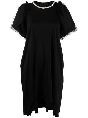 Simone Rocha tulle-sleeves pearl-embellished T-shirt dress - Black