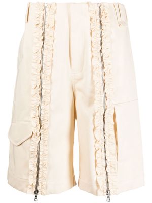 Simone Rocha zip-detail cotton shorts - Neutrals