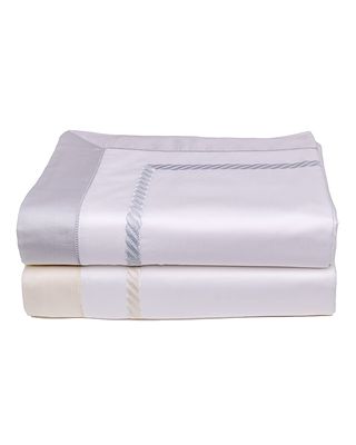 Simone Twin Sheet Set, White/Silver