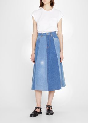 Simone Upcycled One-Of-A-Kind Denim Skirt