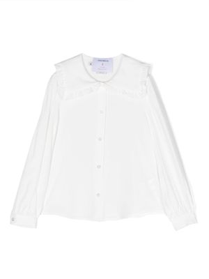 Simonetta bib-collar button-up blouse - White