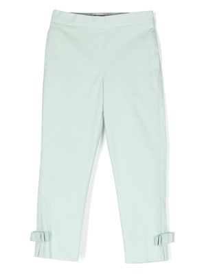 Simonetta bow-detail cotton leggings - Green
