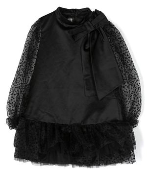 Simonetta bow-detail ruffled dress - Black