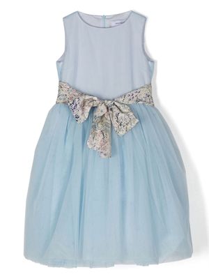 Simonetta bow-detail tulle dress - Blue