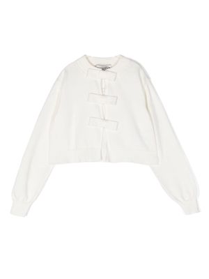 Simonetta bow-detailing cotton cardigan - White